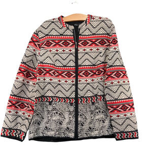 Phool Womens Full Zip Aztec Print Jacket 18 Long Sleeve Multi 100% Rayon